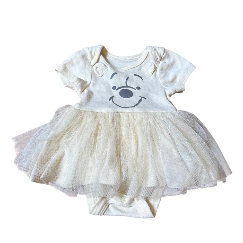 Disney Winnie the Pooh Tutu Bodysuit Dress Kids Cream Graphic‎ SIZE Newborn